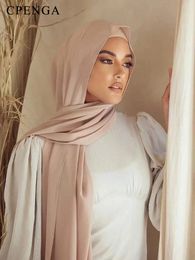 Ropa étnica Color sólido Bufanda de gasa para mujeres musulmanas Eid Ramadán Hijab Long Women Scarf Head Wrap Islam Plain Hijabs