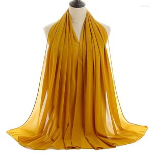 Etnische kleding Solid kleur Kerchief moslim hijab sjaal voor vrouwen mode sjaals bandana hoofd sjaals 70 180 cm lange hoofdband chiffon nek