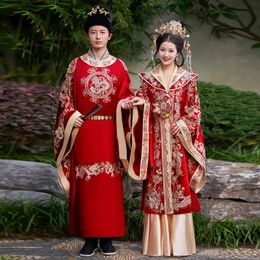 Etnische kledinglied Ming Dynasty Hanfu Trouwjurk Origineel Xiuhe Borduurwerk Phoenix jurk Dragon Robe oud China paar 231212