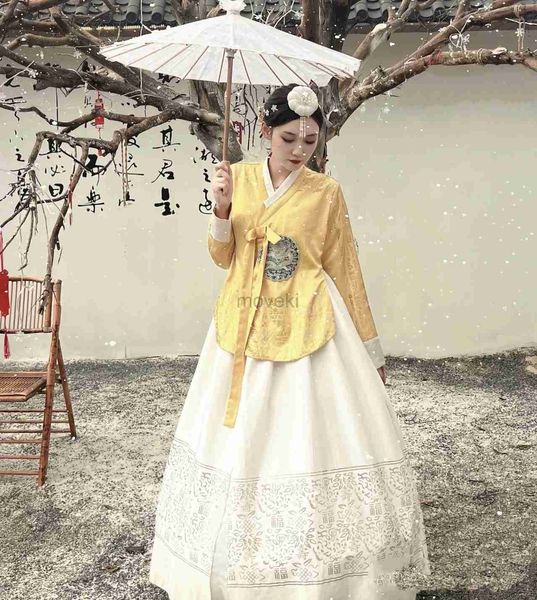 Vêtements ethniques Corée du Sud Hanbok Yanji Miss Miss Custom Noust High Deay Princesse South Corée Explosion Style National Suit D240419
