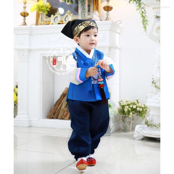 Vêtements ethniques Corée du Sud Tissus importés Premier anniversaire du garçon Hanbok Haut de gamme pour enfants