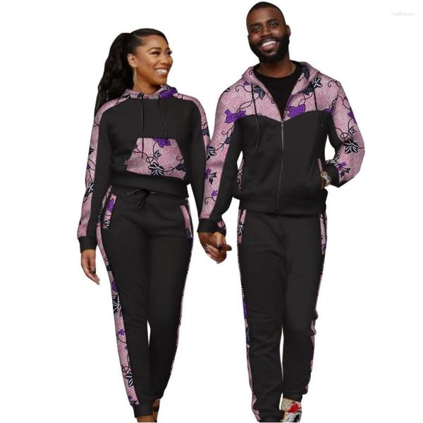 Ropa étnica Sport Sport Women and Men's Tops Pantalers Set 2 PCS Chaqueta Pantelante Pareja Hodded Outwear Amantes africanos