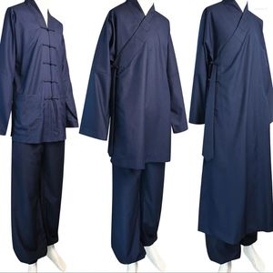 Vêtements ethniques printemps automne chinois tendance serge tissu tai chi taoist hommes femmes longues robe unisexe
