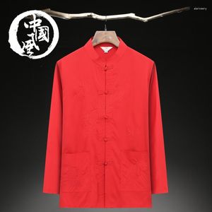 Vêtements ethniques printemps rouges d'âge moyen d'âge moyen de chemise à manches longues Performance Tang Suit