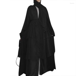 Vêtements ethniques printemps été femmes musulmanes Style de mode à manches longues col en v Polyester Abaya Hijab robe