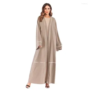 Etnische kleding gestreepte moslim open abaya's eid jurk Marokko veter Kaftan Islam Cardigan Dubai Arabische gewaad plus formaat lang voor vrouwen