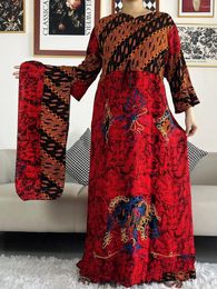 Vêtements ethniques Style africain Dashiki manches longues robes décontractées imprimé coton Maxi femmes robe mode robes avec écharpe