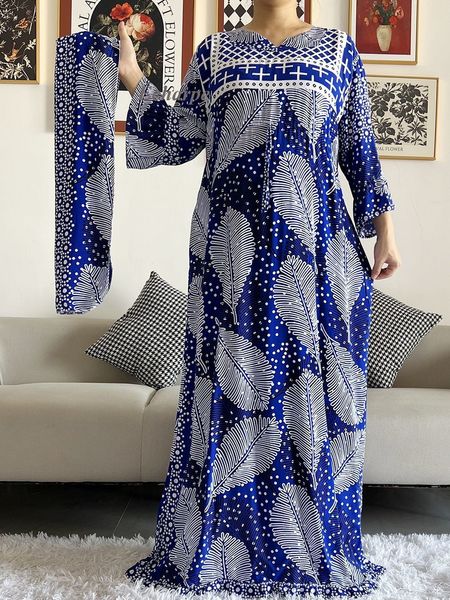 Ropa étnica Estilo Africano Dashiki Estampado de manga larga de algodón suelto Mujeres elegantes Abaya Vestido de verano Maxi Vestidos casuales Vestidos 230317