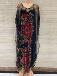Etnische kledingstijl African Dames Dashiki Abaya Fashion Gaze Fabric Pargins Bat Sleeve losse jurk vrije maat enkel stuk 230222
