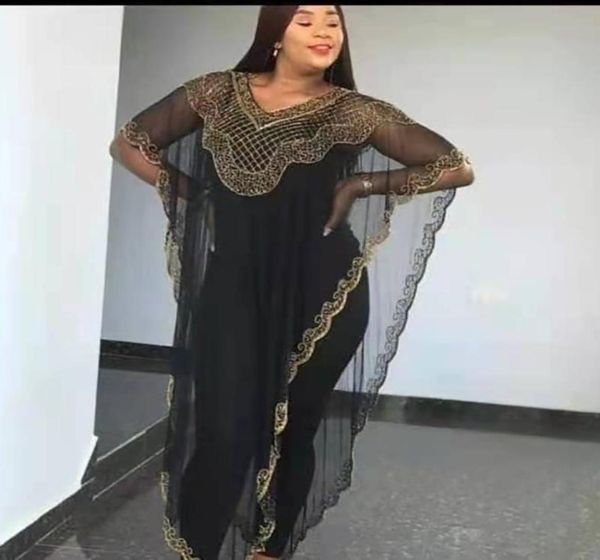 Vêtements ethniques Style Africain Femmes039s Mode Dashiki Abaya Élégant Tissu En Mousseline De Soie Forage Lâche Robe Polyvalente Taille S6456788