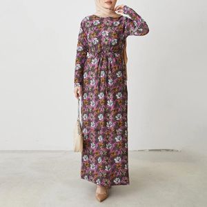 Etnische kledingstijl bescheiden moslim Abaya -jurk voor vrouwen Ramadan Eid 2022 Lange mouw Volledige hoes Robe Dubai Bloemenprint Fashion Dailyethni