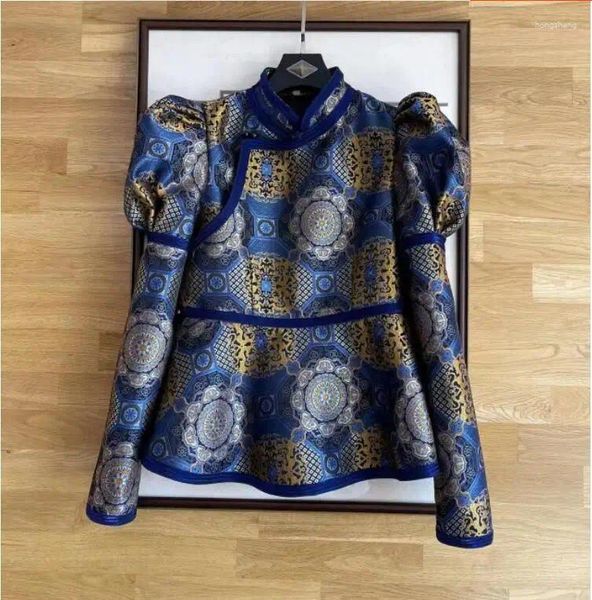 Veste de scène mongole à manches longues pour femmes de style ethnique