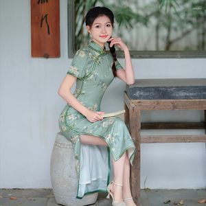 Vêtements ethniques Summer 2023 Long Amélioration de Cheongsam Chinois Style traditionnel Vintage Vintage Jouman filles jupe élégante Fashion Qipao pour