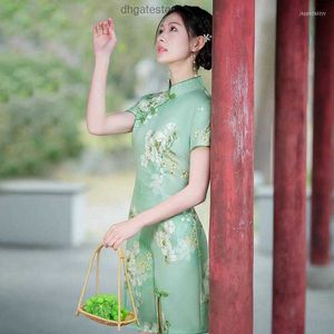 Etnische kleding zomer 2023 Korte sexy cheongsam verbeterde rok banket pograph -uitvoeringen avondjurk Chinese stijl qipao voor vrouwen