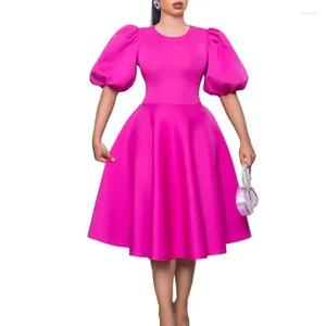 Etnische kleding Zomer A-lijnjurk Afrikaanse jurken voor vrouwen 2024 Elegante korte lantaarn mouw High Taille Robe Afrikaine Femme Kleding