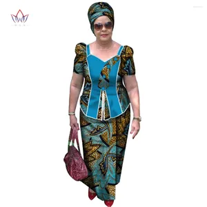 Vêtements ethniques Costumes africains d'été pour femmes coton vêtements à manches courtes jupe ensemble plus taille traditionnelle WY3202