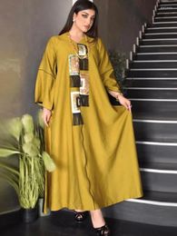 Vêtements ethniques Été Arabe Musulman Abaya Femmes Robe Sequnis Gland Eid Maroc Caftan Longue Soirée Modest Vestiidos Femme Turquie 2024