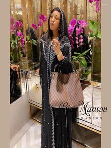 Etnische kleding zomer chiffon African Abaya Dress Water Diamond Hooded Muslim mantel Maxi Dubai Open groot formeel