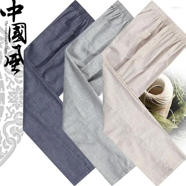Vêtements ethniques Coton d'été et tang en lin pour hommes pantalon de style chinois