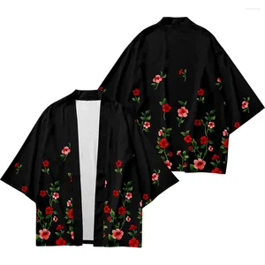 Etnische kleding zomer creatief bloemen shirt driekwart mouwen kimono stand kraag vestelijk Losse grote nationale stijl herenjas