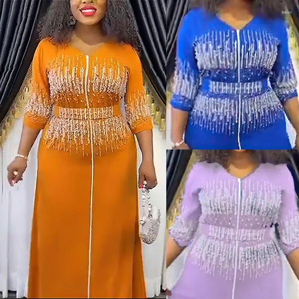 Vêtements ethniques Summer Élégant Dubaï Robes africaines pour femmes Afrique traditionnelle jupe en strass maxi