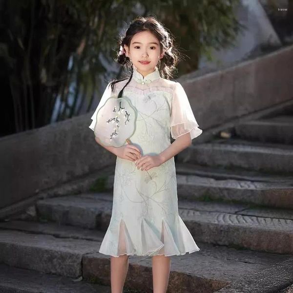 Vêtements ethniques des filles d'été robes chinoises traditionnelles cheongsams pour enfants