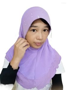 Vêtements ethniques Été HIJAB Factory Mode Foulard arabe pour femmes Couleur unie Deux couches Islamique Mousseline de soie Casquette Musulmane Turbans