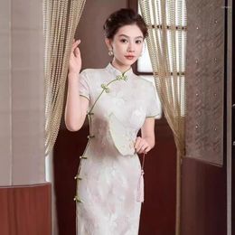 Etnische kleding zomer verbeterde jonge meisjes retro sexy elegante lange cheongsam Chinese stijl avond trouwjurk qipao voor vrouwen feest
