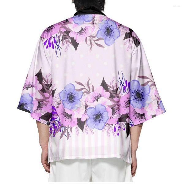 Vêtements ethniques Été Japonais Fleur Imprimé Kimono Streetwear Cosplay Haori Hommes Femmes Cardigan Robe Asiatique