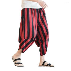 Etnische kleding zomer kimono broek Japanse mannelijke casual losse samurai rode strepen broek Japan mannen yukata harajuku traditionele Aziatische