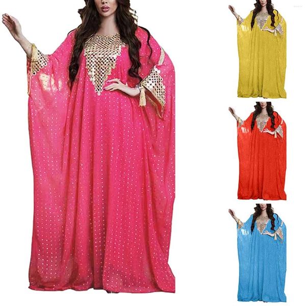 Vêtements ethniques Été Robe à manches longues Coton Gold Stamping Muslin Maxi Islam Femmes Femme Robe Arabe Dubaï Lâche Vêtements surdimensionnés