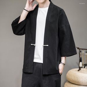 Vêtements ethniques Été Mâle 4Color Coton Cardigan Traditionnel Chinois Veste Solide Hommes Manteau Lâche Casual Performance Colthing