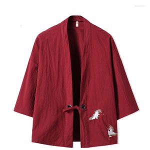 Vêtements ethniques été hommes Haori Cardigan Kimono chemise samouraï japonais Robes ample Obi mâle Yukata veste Streetwear vêtements asiatiques