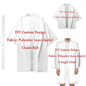 Vêtements ethniques Été Hommes Longs Kimonos Anime Cosplay Dojo Cape avec des modèles personnalisés gratuits DIY Haori Samurai Kimono Femmes Plage japonaise