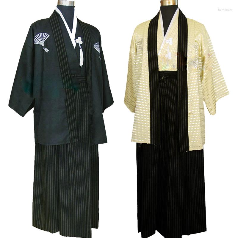 Etniska kläder Sommarmän traditionella japanska samurai mantel andas kimono pografiska kläder långa pyjamas