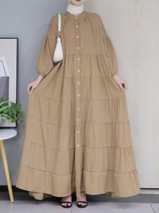 Vêtements ethniques Été Musulman Abaya Robe Abayas Femmes Ramadan Hijab Dubaï Turquie Islam Maroc Kaftan Robe Longue Musulmane Robes Largos