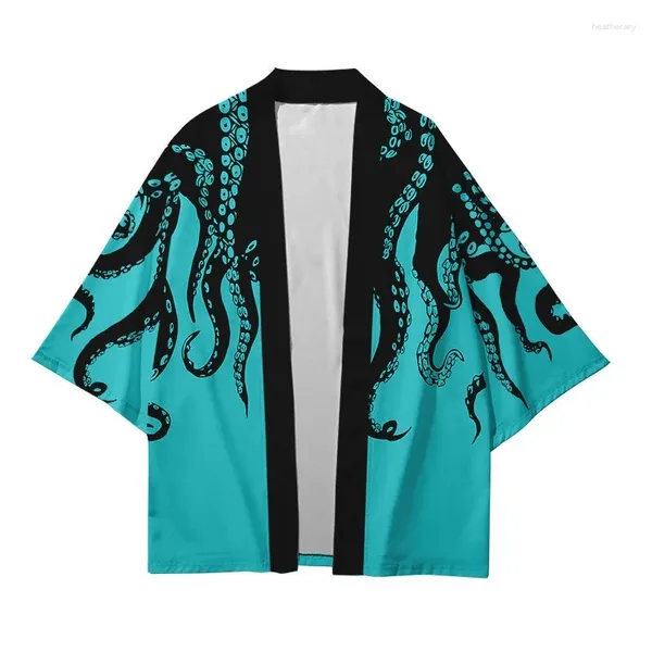 Ropa étnica Summer pulpo estampado Kimono Streetwear Unisex
