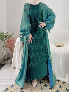 Vêtements ethniques été ouvert Abaya robe musulmane femmes manches bouffantes brillant Eid Turquie vêtements d'extérieur modestes Islam Dubaï robes longues africaines 2023