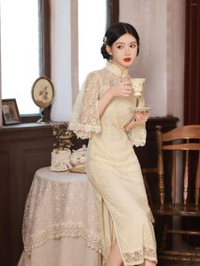 Ropa étnica verano Vintage mandarín cuello alto Split Qipao mujeres chino Cheongsam Vestidos clásico vestido de noche