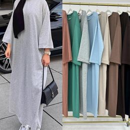 Ropa étnica Sudadera Abaya Vestido musulmán suelto Llanura Abayas deportivas para mujeres Dubai Ropa casual Turquía Ramadán Kaftan islámico Robe