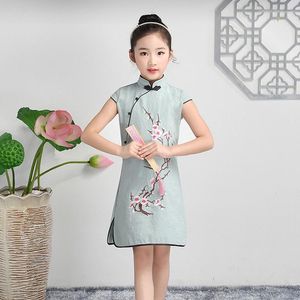 Etnische kleding zoete cheongsam voor meisjes 2023 katoen retro dagelijkse verbeterde borduurjurk oosterse causale Chinese studentenjurken