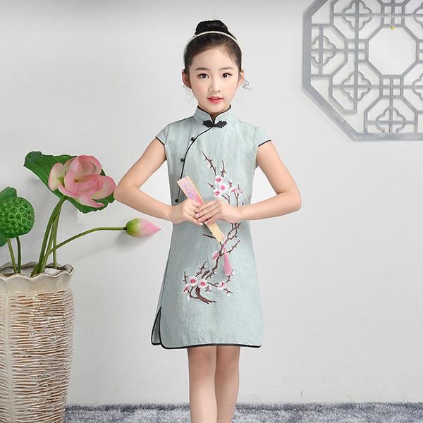 Vêtements ethniques Sweet Cheongsam pour filles 2023 coton rétro quotidien amélioré robe de broderie orientale causale robes d'étudiant chinois