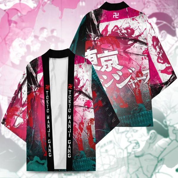 Vêtements ethniques Tabard Tokyo Revengers Anime T-shirt Kimono Veste Peignoir Cape bidimensionnelle Cosplay Cardigan 2022