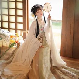 Ropa étnica hanfu tul tul chebule chebule camisa de manga grande bordado auténtico traje diario de primavera y verano para mujeres