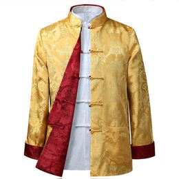Ropa étnica Tang Suit camisa china estilo chaqueta cuello tradicional para hombres seda Kungfu Cheongsam Top Hanfu masculino ambos ladosEthnic