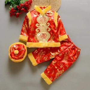 Etnische kleding Tangpak Chinees traditioneel kostuum voor babyjongens Meisjes Borduren Winter Rood Jaar Verjaardagscadeau Kerstschoenen