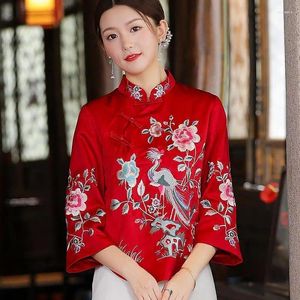 Etnische kleding Tangpak Vintage Traditionele Chinese kleding Vrouwen Kostuum Vrouwelijk borduurwerk Top