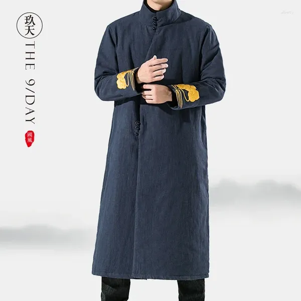 Ropa étnica Taoísta Monk Robe Jackets de algodón para hombres Zen Invierno espesa chaqueta budista chino tradicional