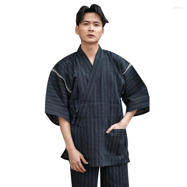 Ropa étnica, Kimono de algodón atado para hombre, Yukata, traje humeante para el sudor, pijama, estilo japonés, muebles para el hogar para hombre