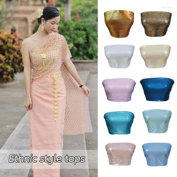 Vêtements ethniques Femmes traditionnelles thaïlandaises Débardeurs courts avec coussin de poitrine Asiatique Dai Top Nationalité Boutique Palace Princess Costume